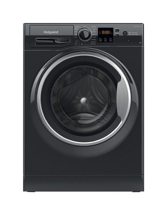 front image of hotpoint-nswm944cbsukn-9kg-load-1400-spin-washing-machine-black
