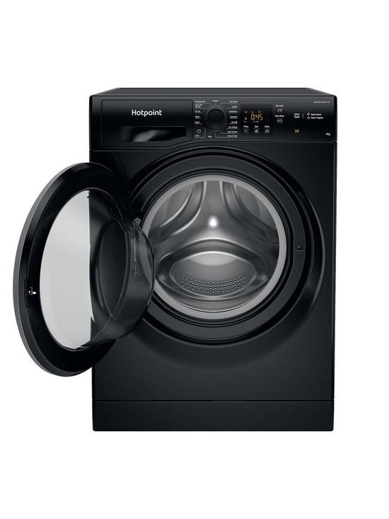stillFront image of hotpoint-nswm944cbsukn-9kg-load-1400-spin-washing-machine-black