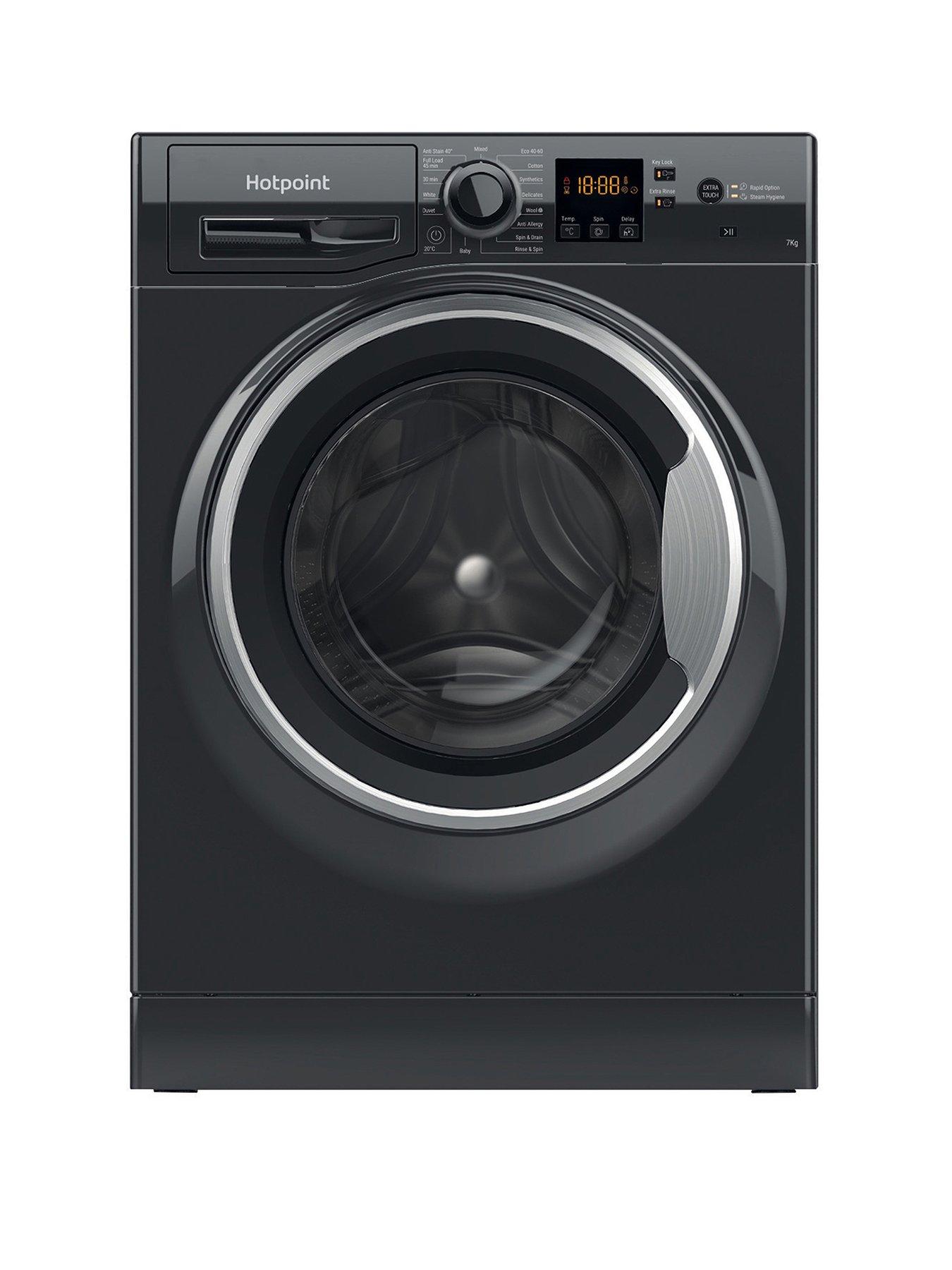 Product photograph of Hotpoint Nswm743ubsukn 7kg Load 1400 Spin Washing Machine - Black from very.co.uk