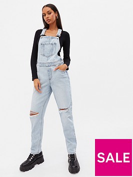new-look-relaxed-dungaree-with-knee-rips-bleach-wash