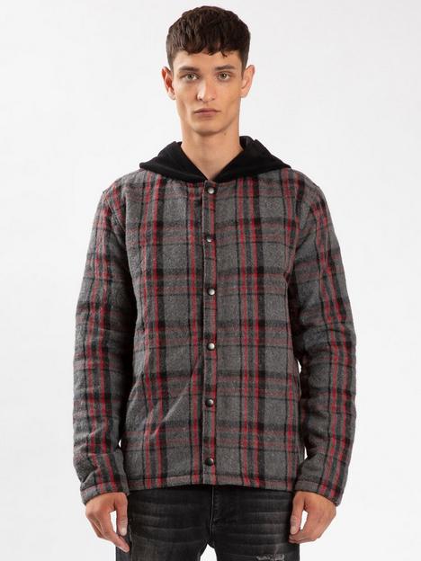 religion-checked-hooded-overshirt