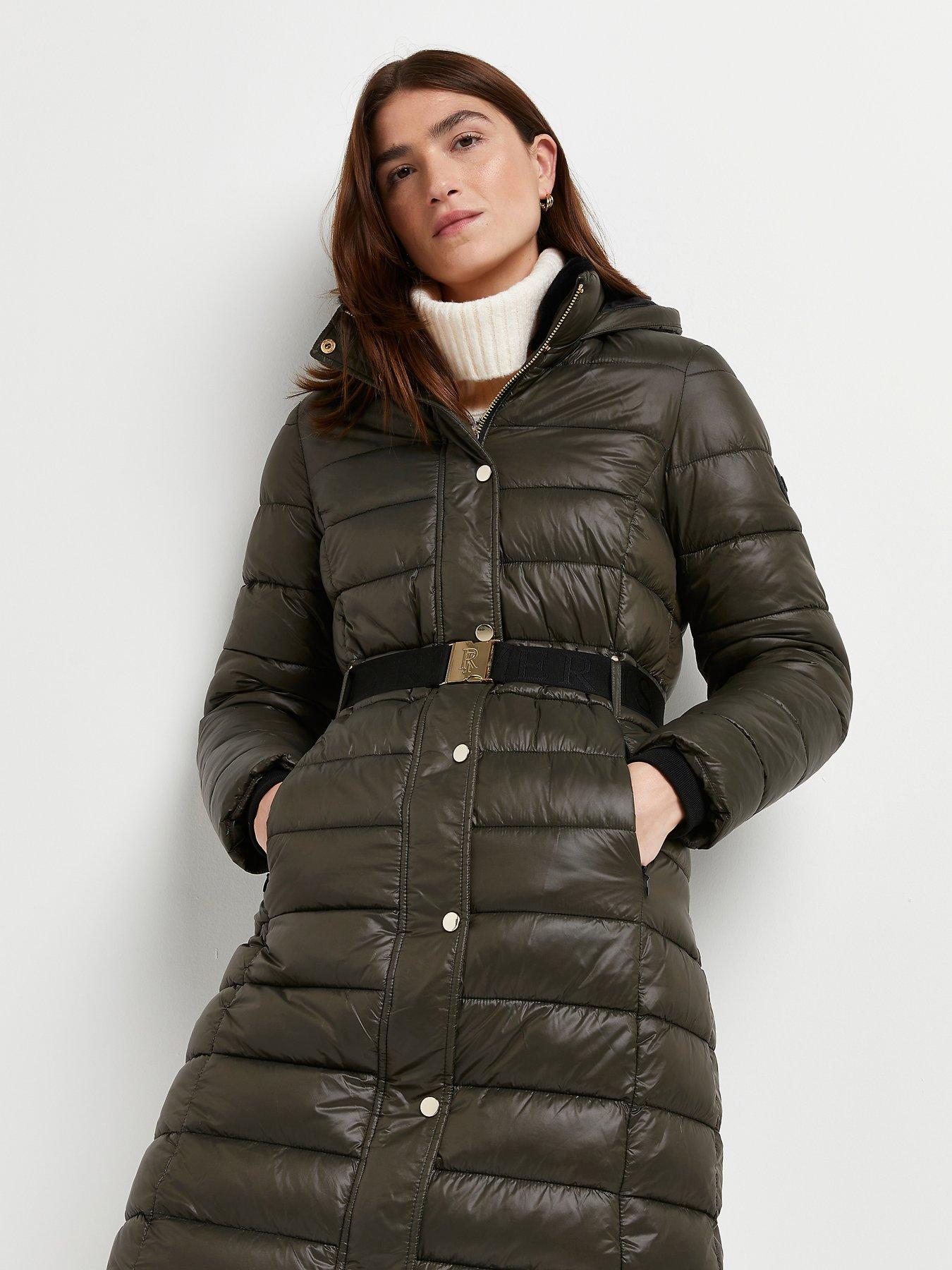 river island khaki padded coat