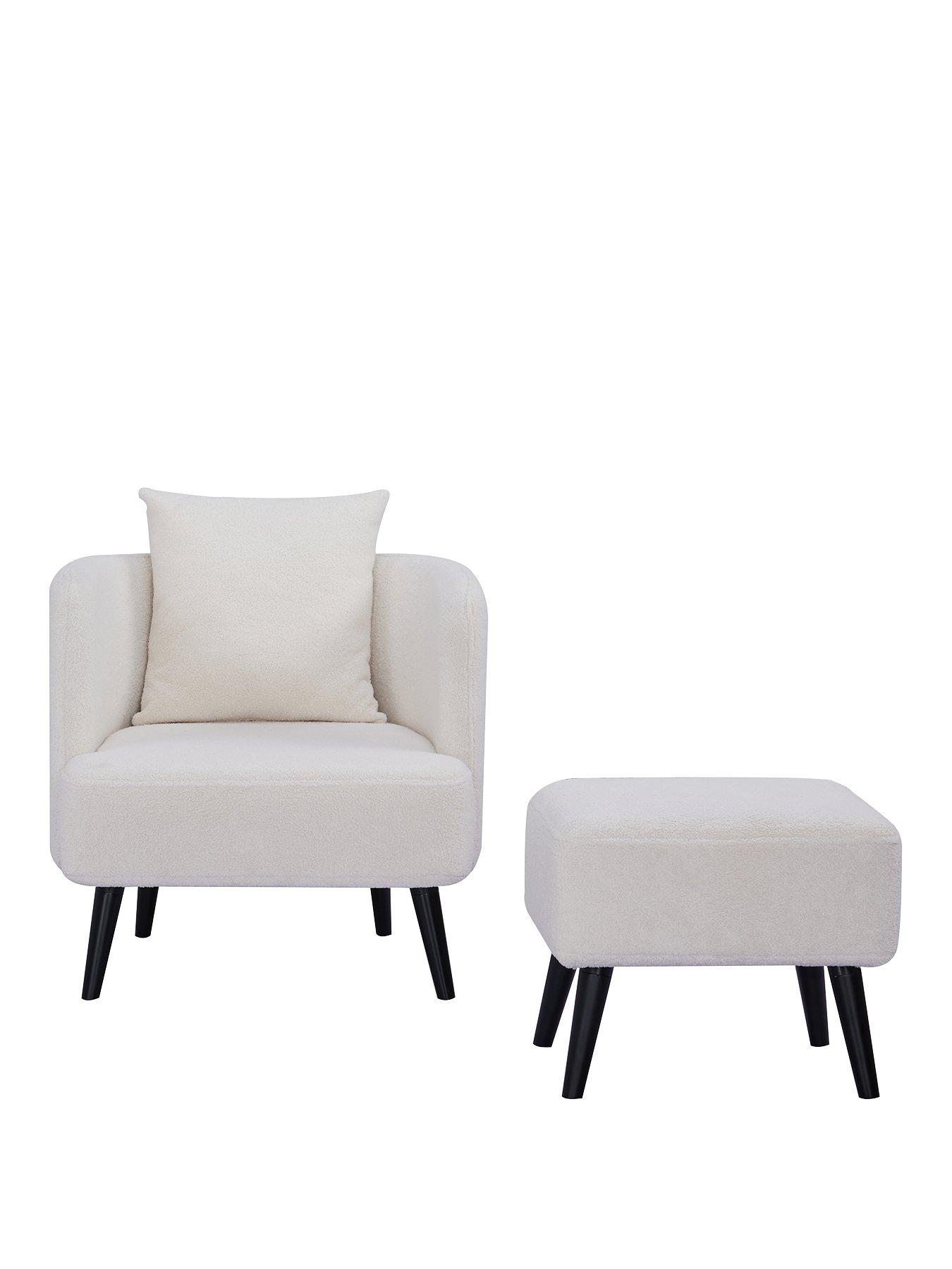 Jamie Fabric Accent Chair and Footstool Set very.co.uk