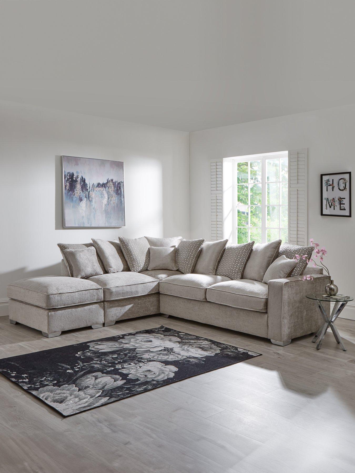 undefined Chicago Deluxe Fabric Left Hand Scatter Back Corner Sofa with Footstool