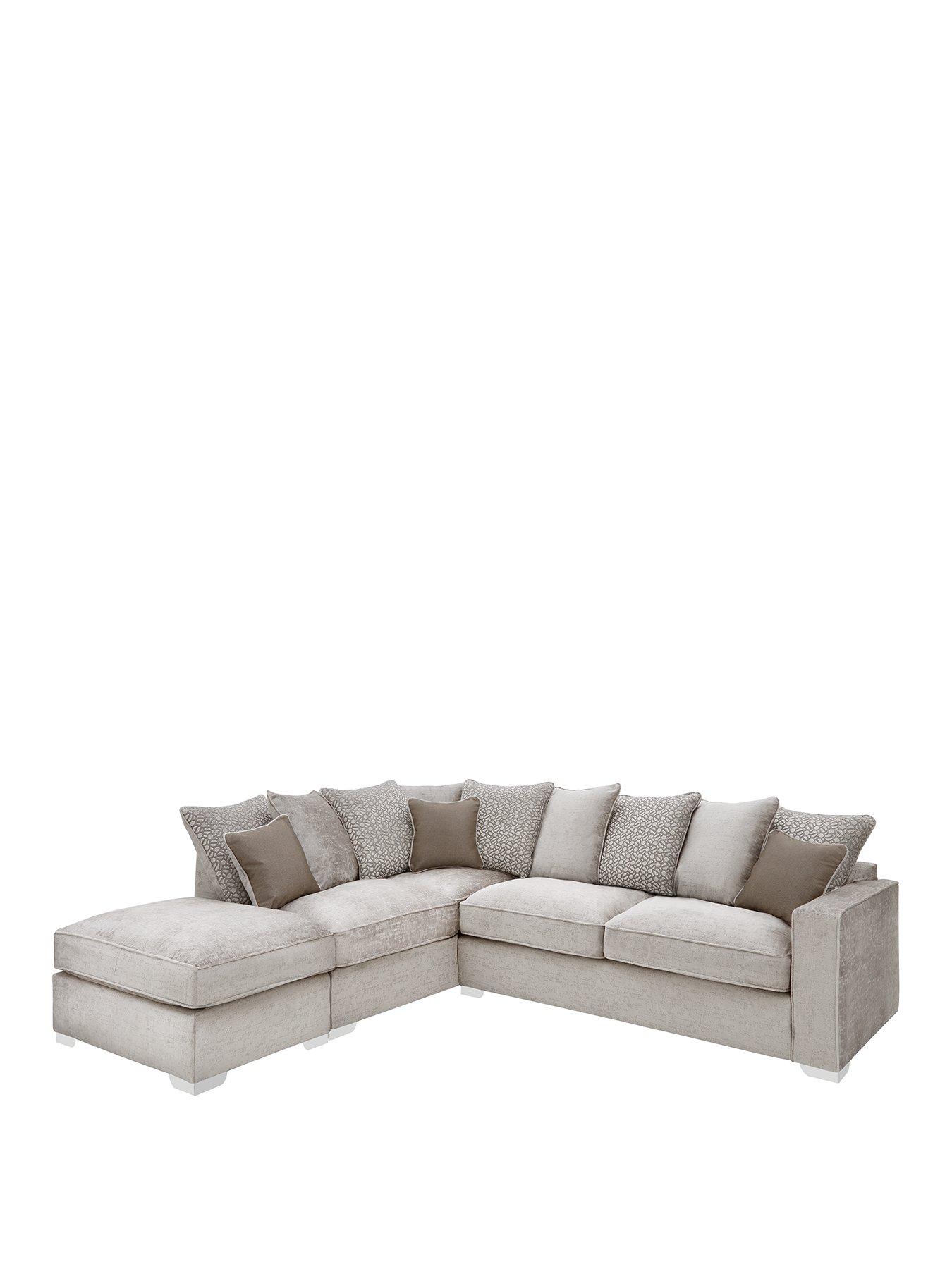 Product photograph of Very Home Chicago Deluxe Fabric Left Hand Scatter Back Corner Sofa With Footstool from very.co.uk