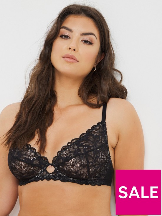 front image of figleaves-isla-lace-underwired-non-pad-plunge-bra