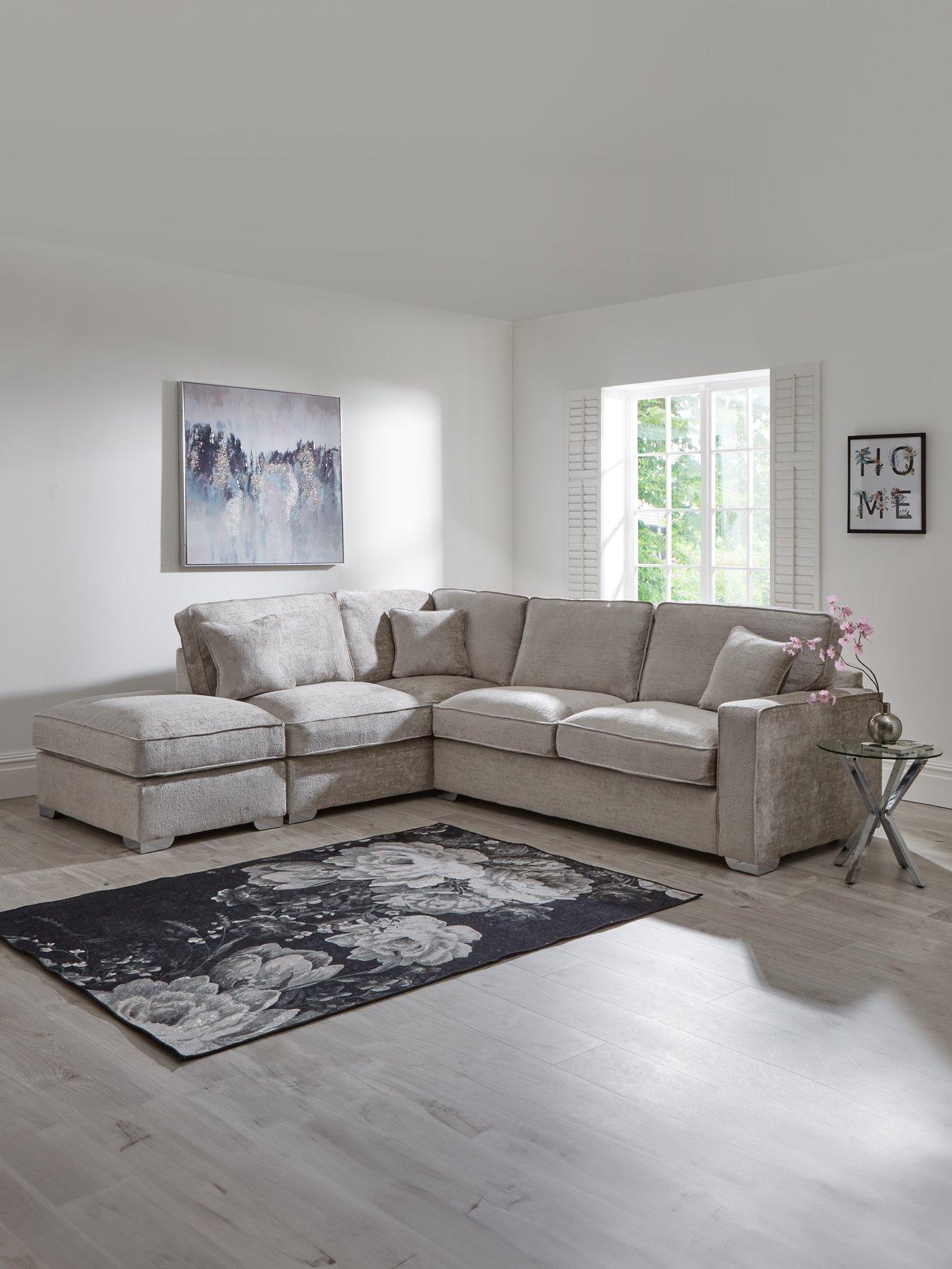 undefined Chicago Deluxe Fabric Left Hand Corner Sofa with Footstool