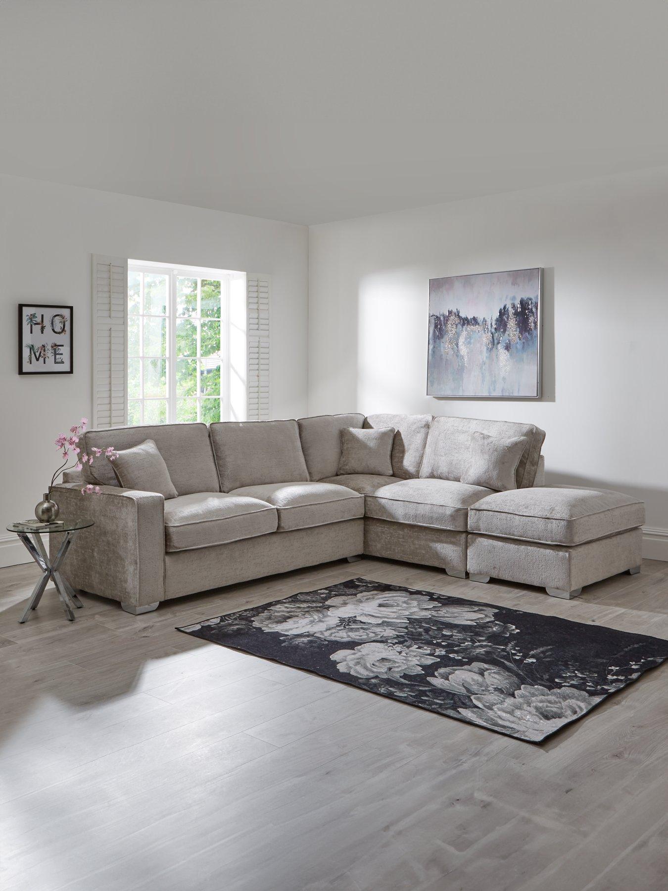 undefined Chicago Deluxe Fabric Right Hand Corner Sofa with Footstool