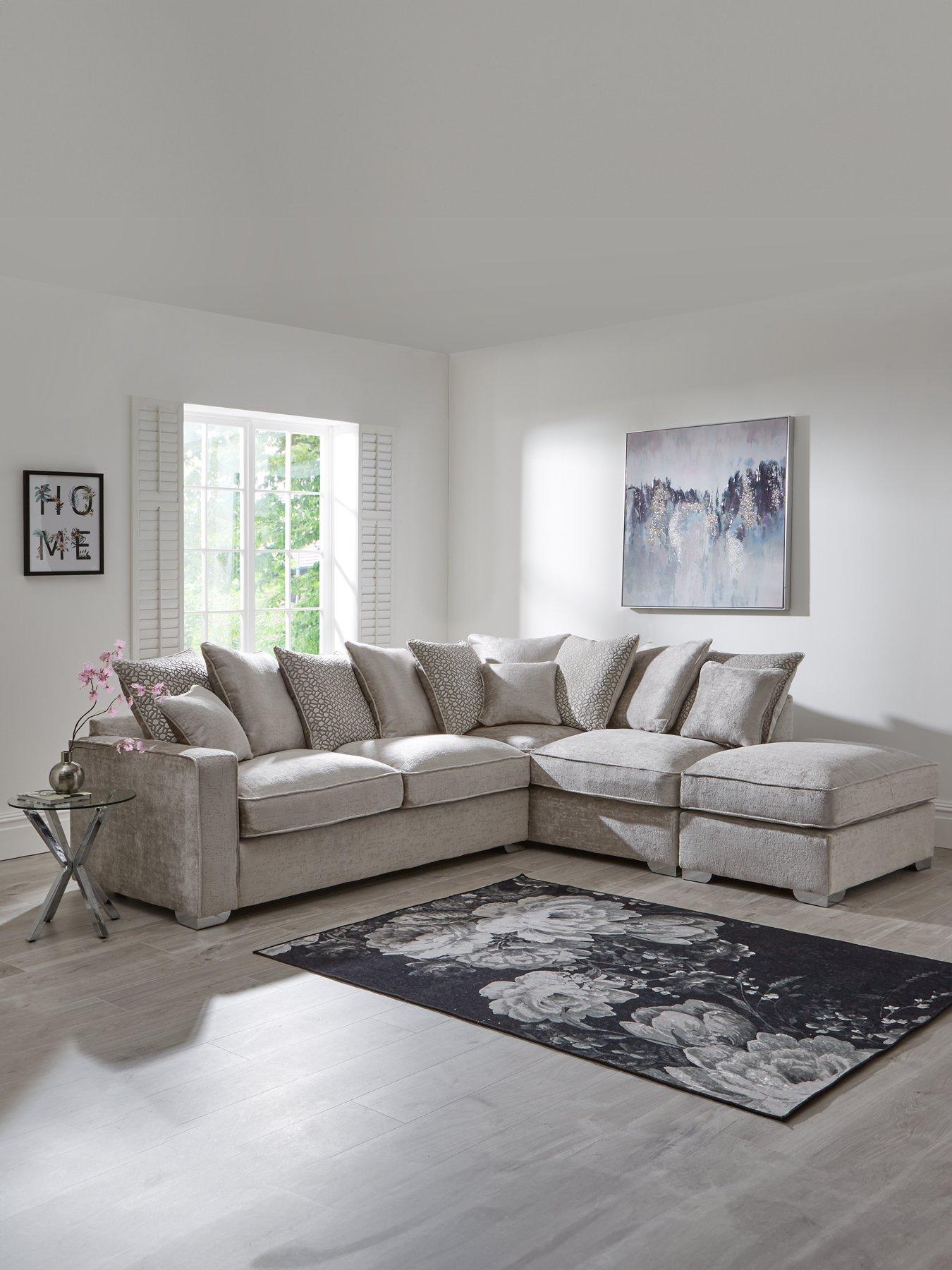 Very Home Chicago Deluxe Fabric Right Hand Scatter Back Corner Sofa with Footstool - Made to Order in the UK