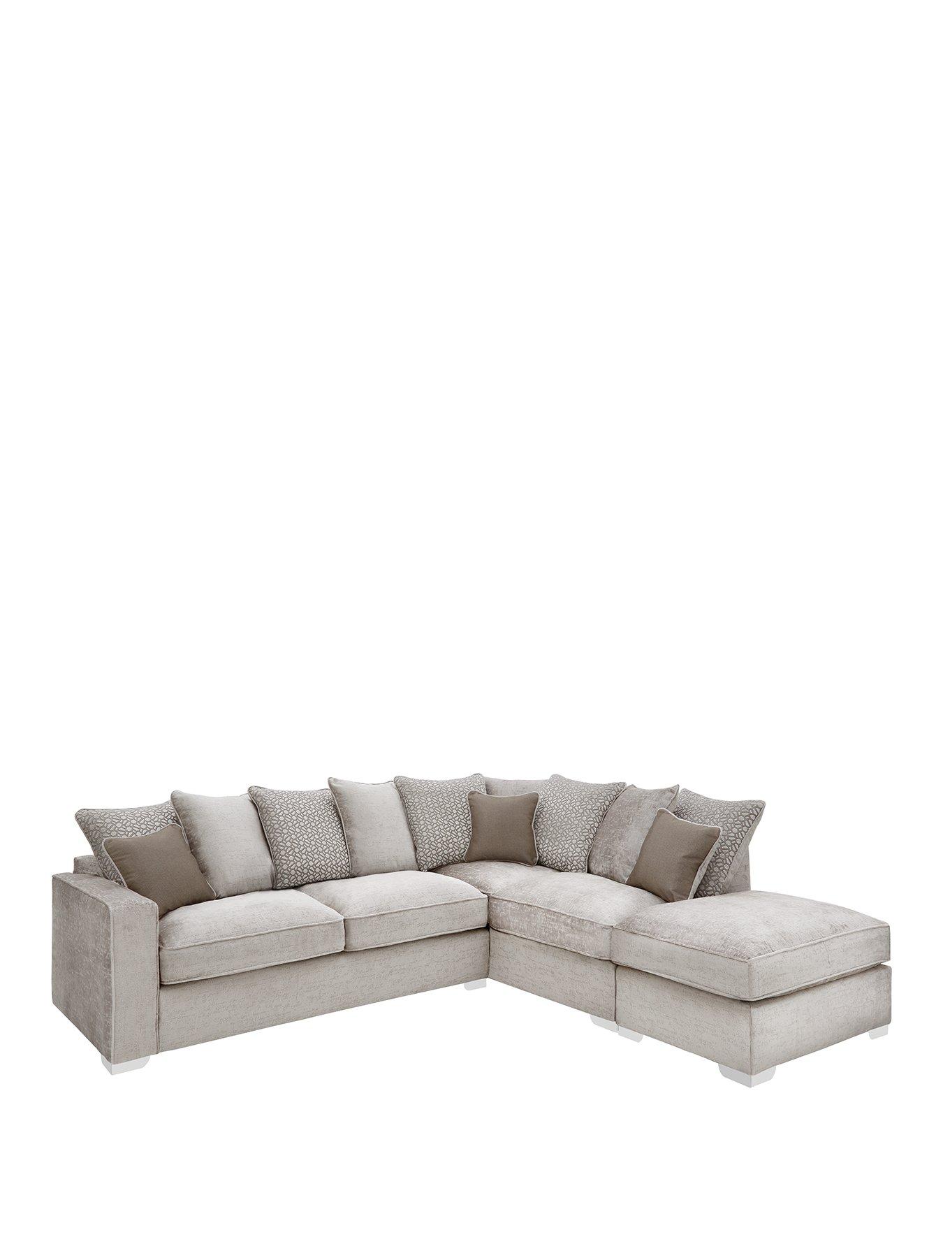 Product photograph of Very Home Chicago Deluxe Fabric Right Hand Scatter Back Corner Sofa With Footstool from very.co.uk