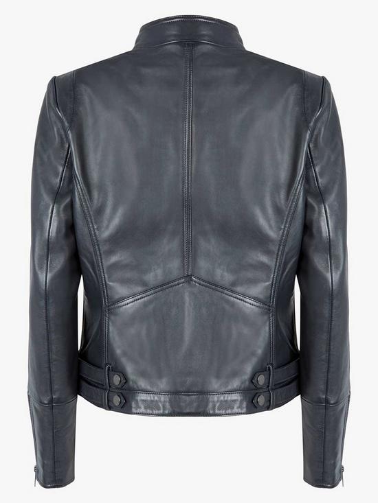 stillFront image of mint-velvet-fitted-biker-leather-jacket-black