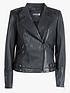  image of mint-velvet-fitted-biker-leather-jacket-black