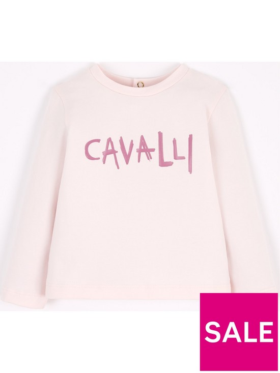 front image of roberto-cavalli-baby-jersey-logo-t-shirt--nbsppink