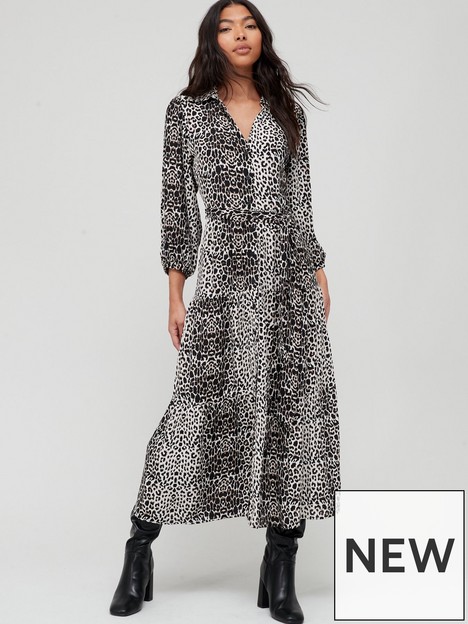 v-by-very-button-through-tiered-midi-dress-leopard-print