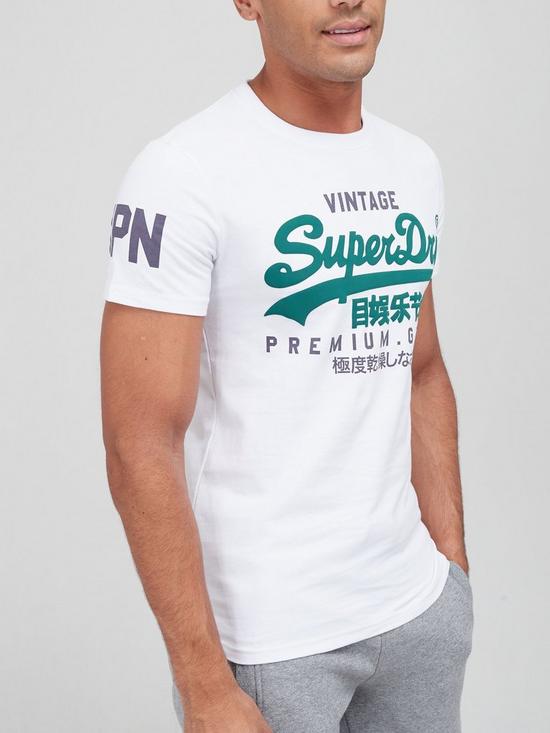 front image of superdry-vintage-label-core-t-shirt-white