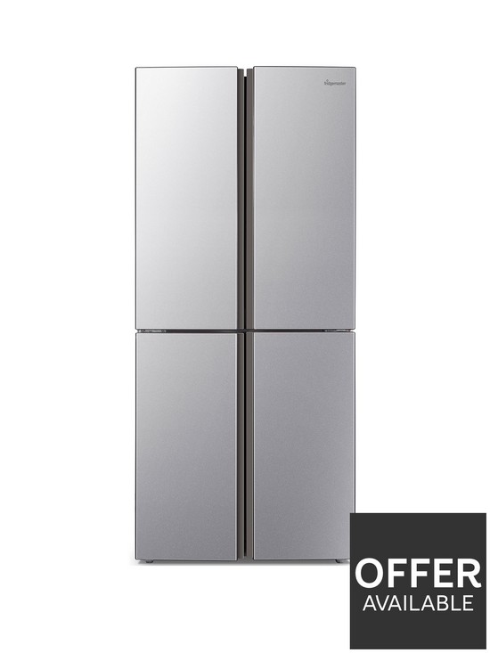 front image of fridgemaster-mq79394ffs-total-no-frost-american-fridge-freezer-silver