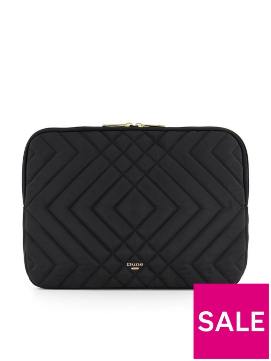 front image of dune-london-solution-recycled-nylon-laptop-case-black