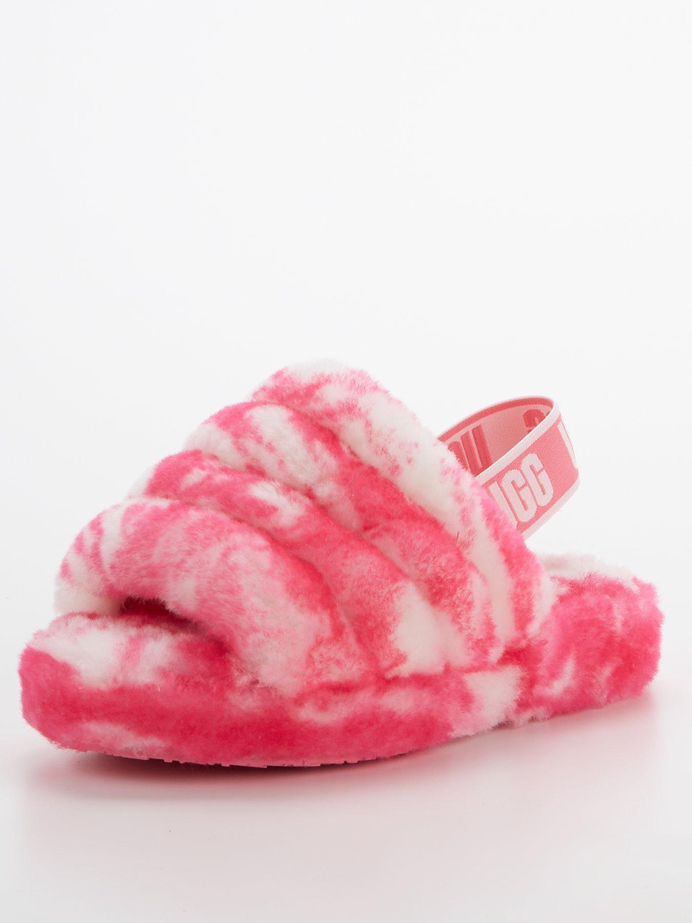 Kids Children's Fluff Yeah Slide Marble Slipper - Pink/White
