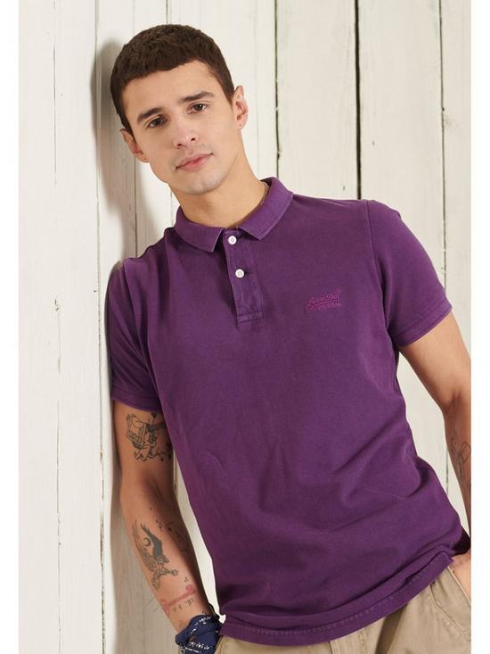 front image of superdry-classic-vintage-polo-shirt-auberginenbsp