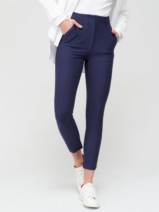 front image of v-by-very-zip-through-slim-trouser-navy