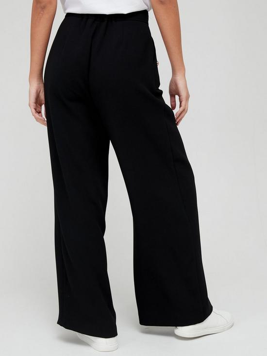 stillFront image of v-by-very-button-detail-wide-leg-trouser-black