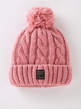 superdry-tweed-cable-beanie-pink