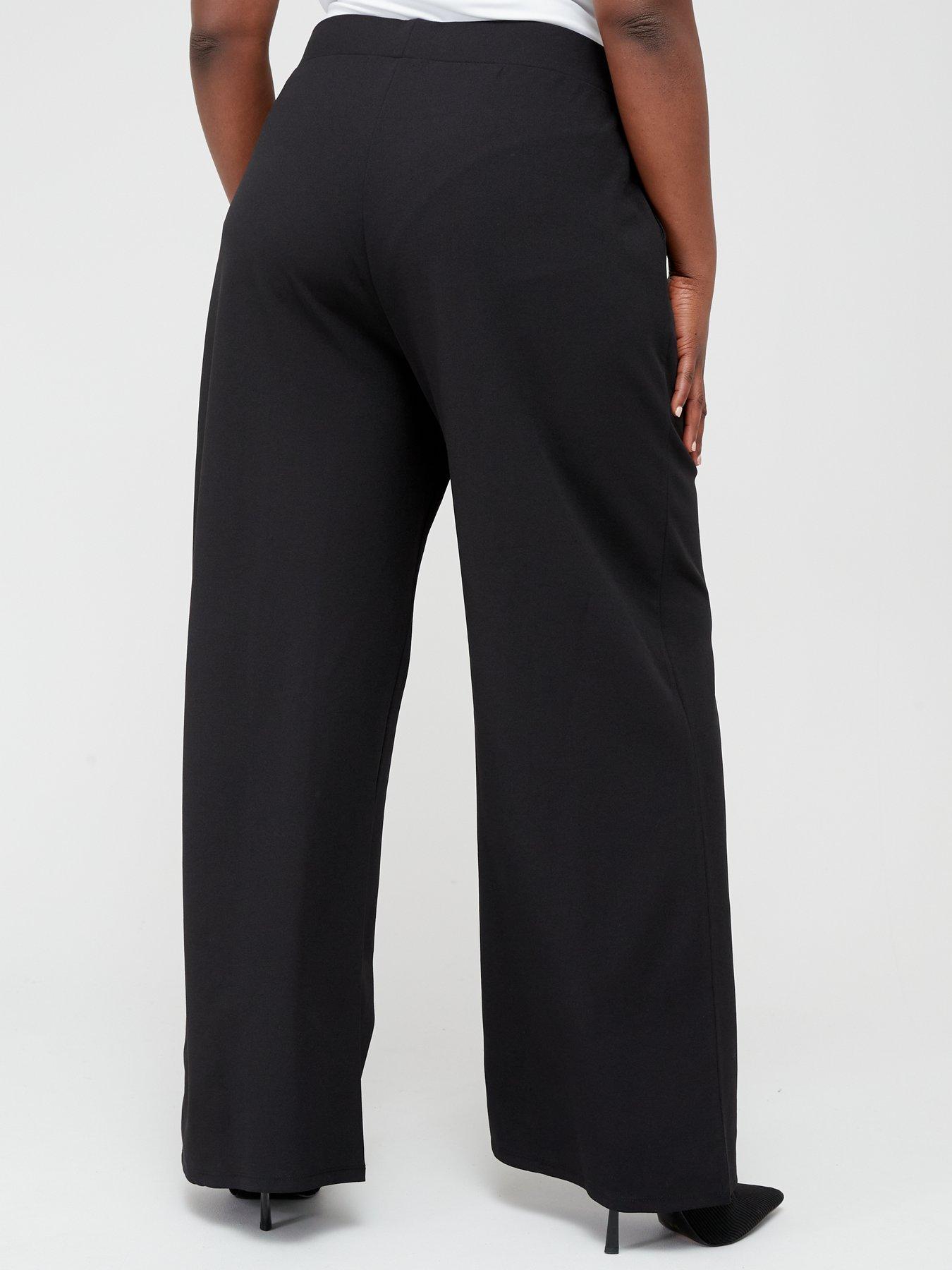 V by Very Curve Wide Leg Stretch Trouser - Black