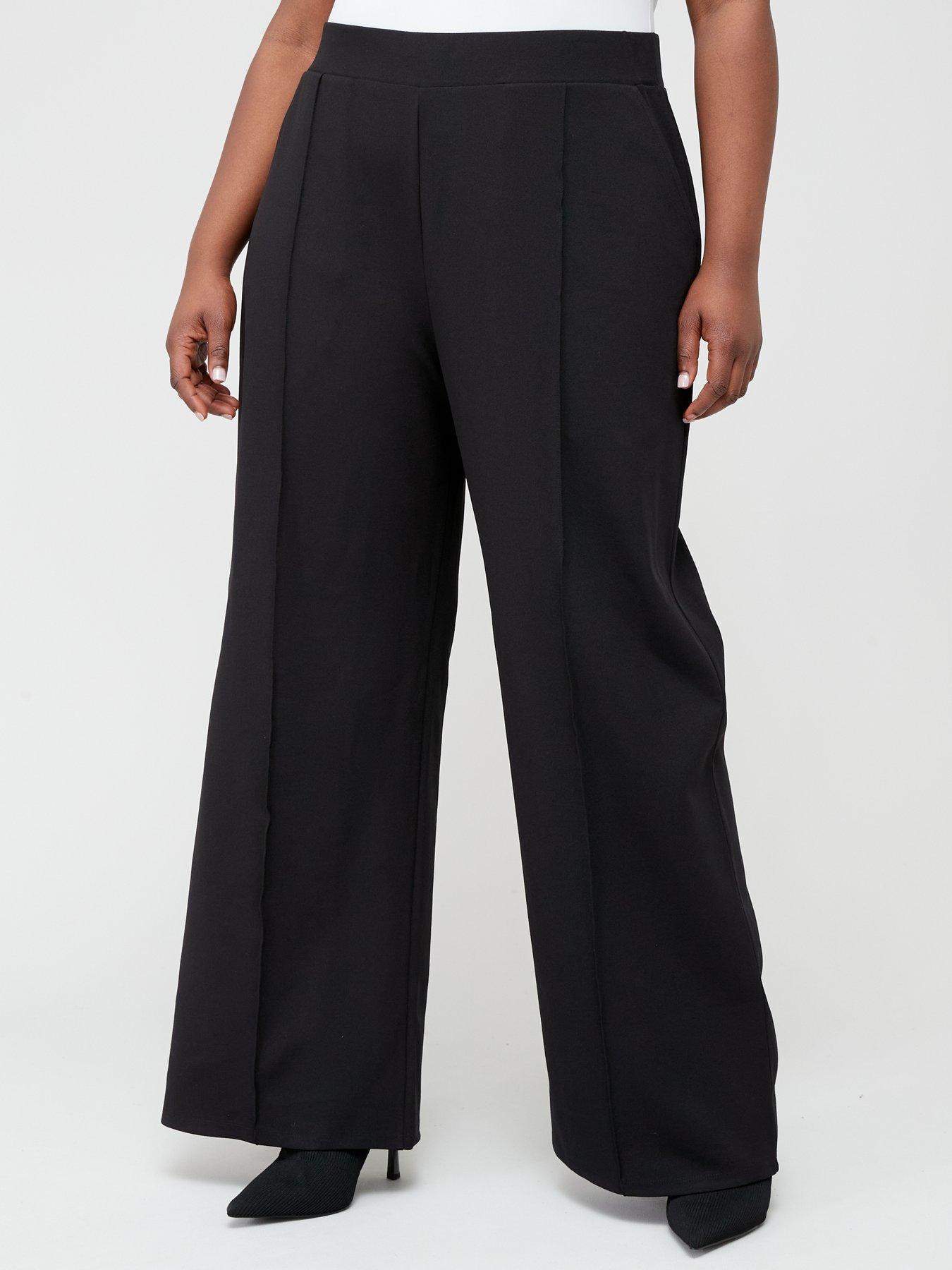 Wide Leg Stretch Trouser - Black