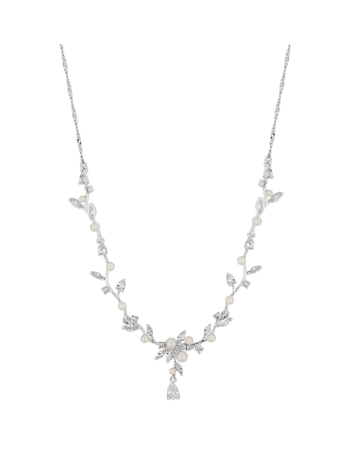 Product photograph of Jon Richard Bridal Crystal Silver Drop Necklace from very.co.uk