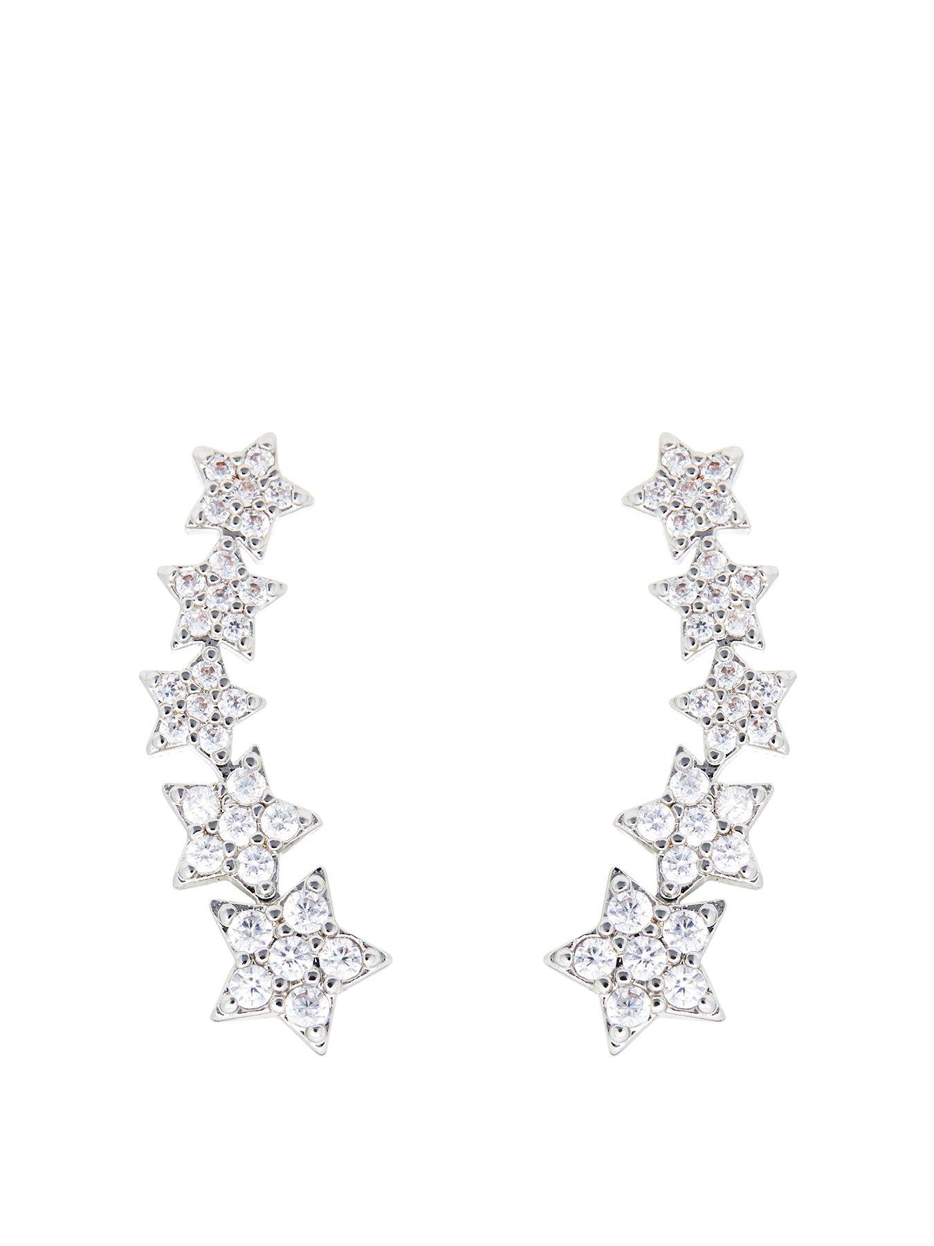 Product photograph of Jon Richard Star Cz Ear Climbers from very.co.uk