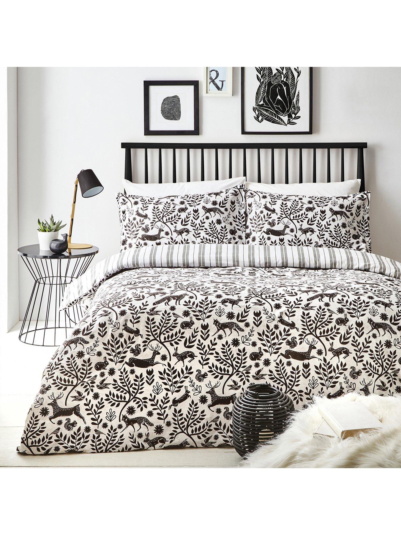 Product photograph of Furn Scandi Woodland Duvet Cover Set - White from very.co.uk