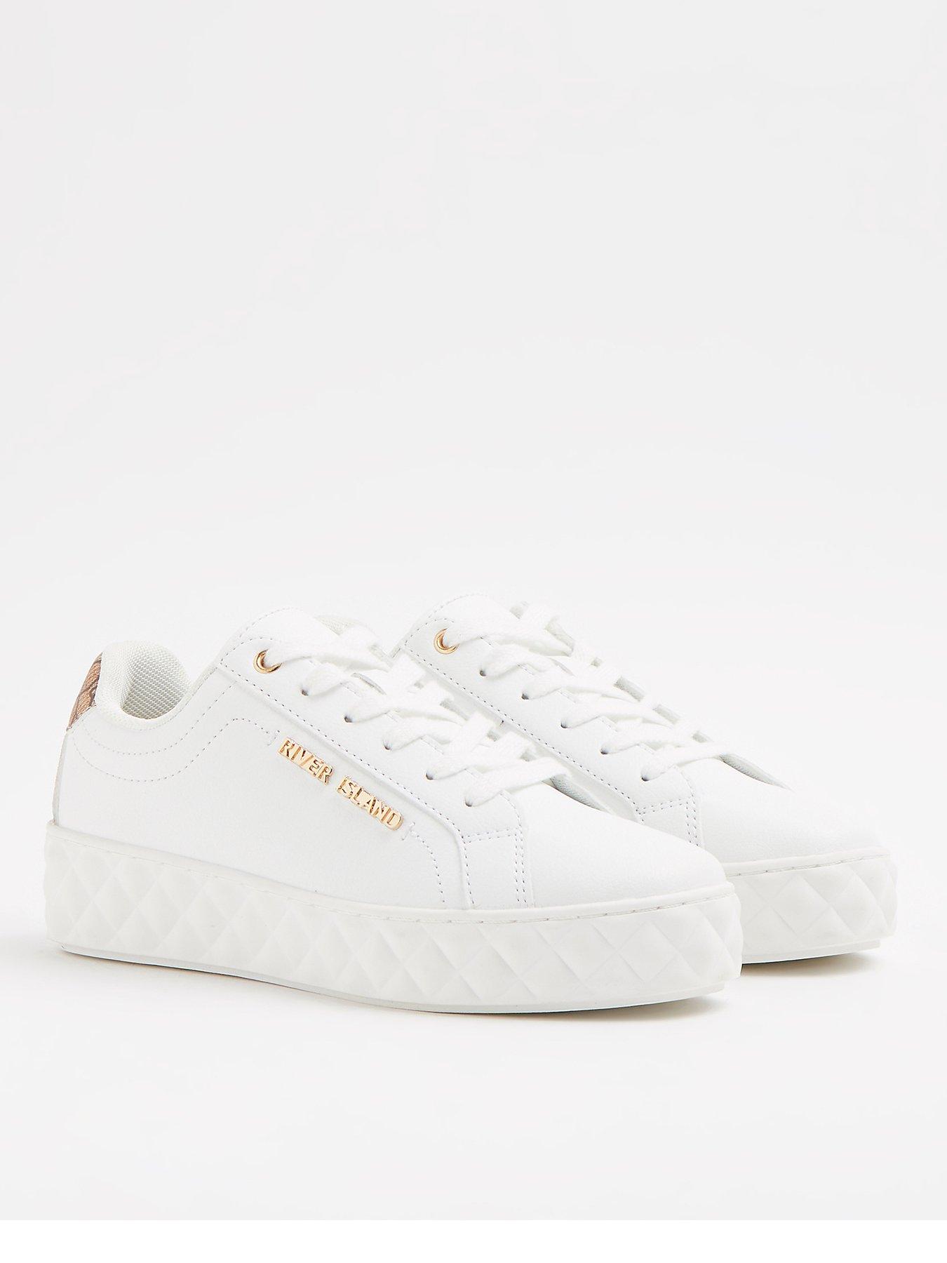 Trainers Quilted Sole Lace Up - White