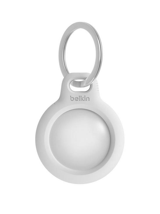 front image of belkin-secure-holder-with-key-ring-for-airtag-white