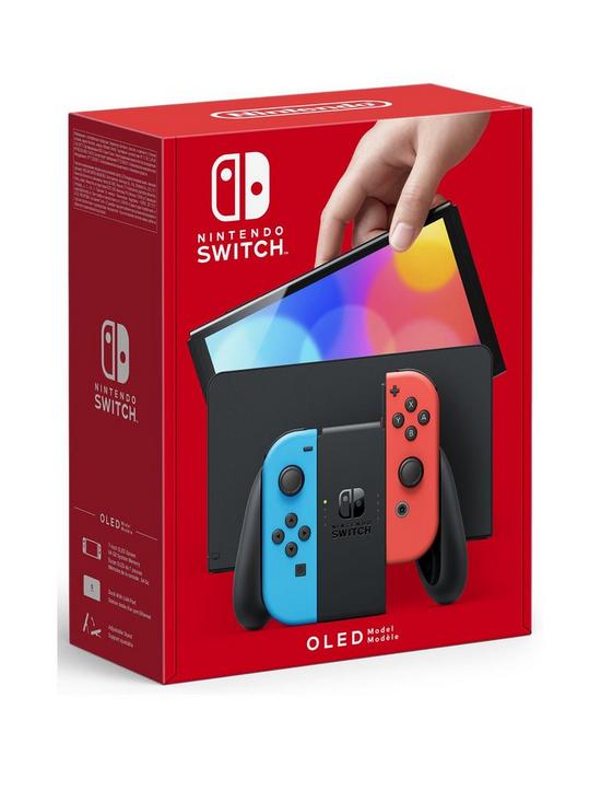 front image of nintendo-switch-oled-consolenbsp--neon-blueneon-red