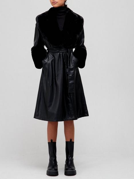 jakke-bailey-faux-leather-belted-coat-black