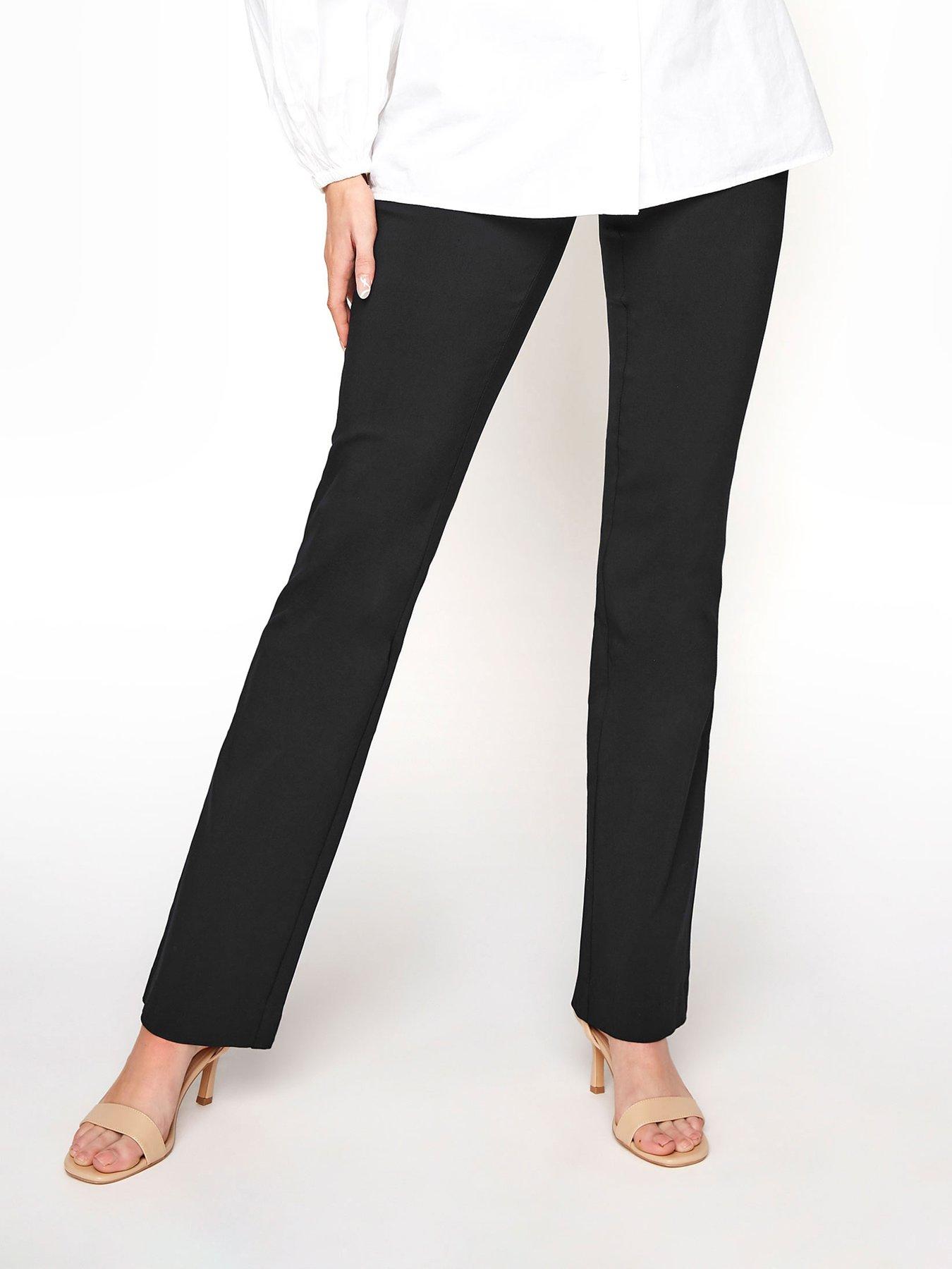 women's black elasticated waist bootcut trousers