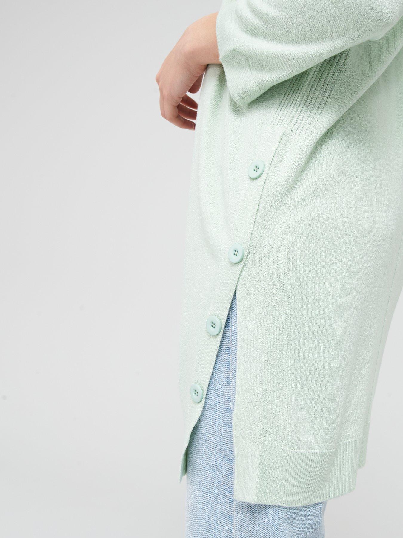 Knitwear Knitted Edge To Edge Three Quarter Sleeve Super Soft Longline Cardigan - Sage