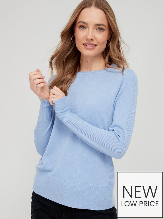 front image of v-by-very-knitted-crew-neck-super-soft-jumper-blue