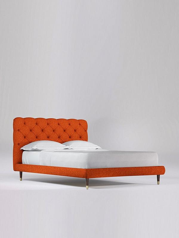 Swoon Burbage Fabric King Size Bed, Burnt Orange Velvet Headboard
