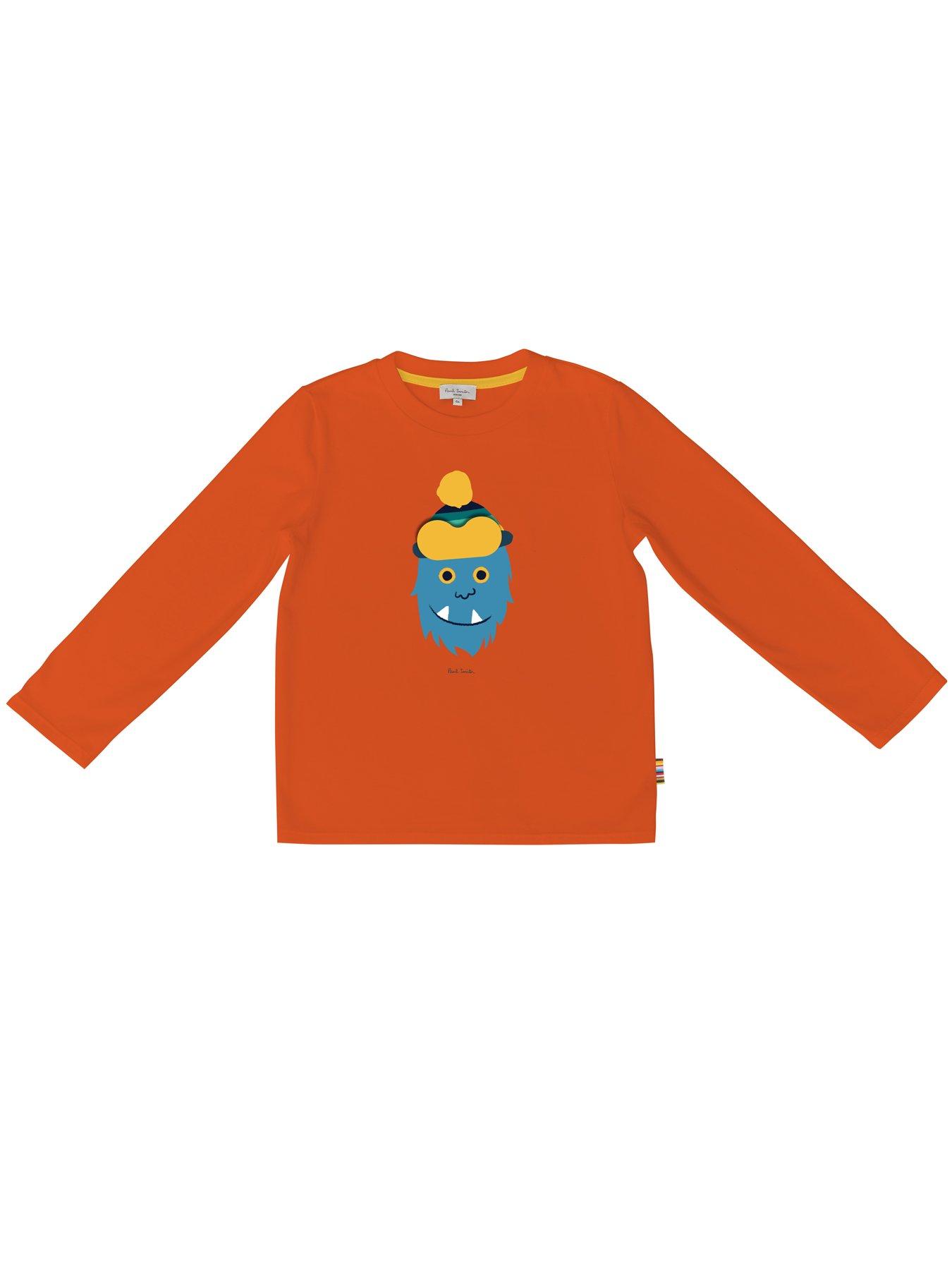 Boys Clothes Kids Dulf Long Sleeve Monster Motif T-shirt - Orange