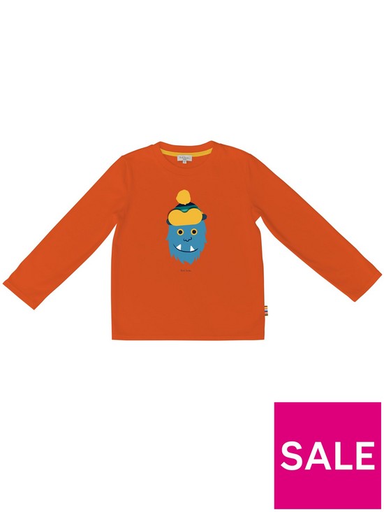 outfit image of paul-smith-junior-kidsnbspdulf-long-sleeve-monster-motif-t-shirt-orange