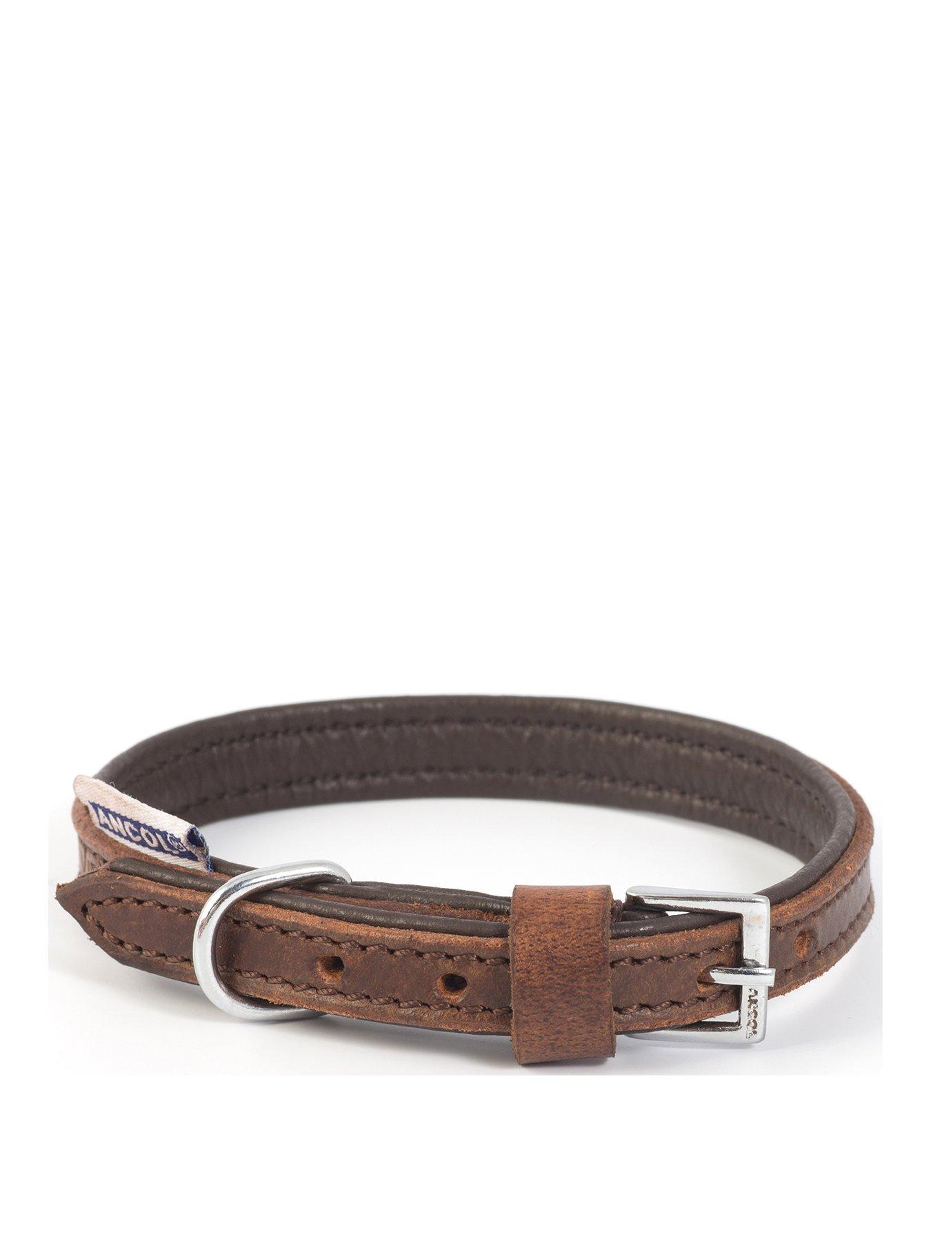 Product photograph of Ancol Vintage Leather Padded Collar 28-36cm Size 3 from very.co.uk