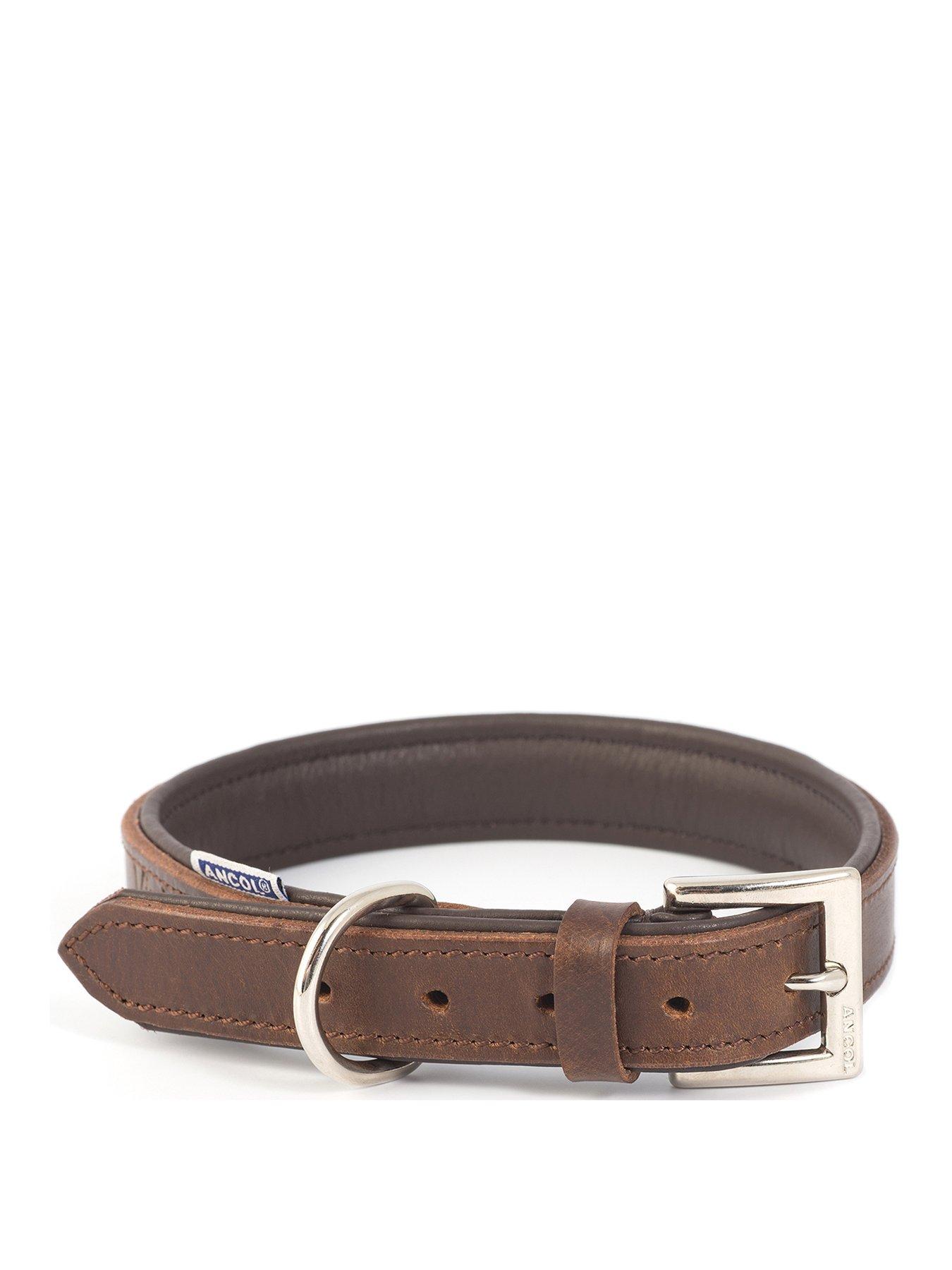 Product photograph of Ancol Vintage Leather Padded Collar 50-59cm Size 7 from very.co.uk