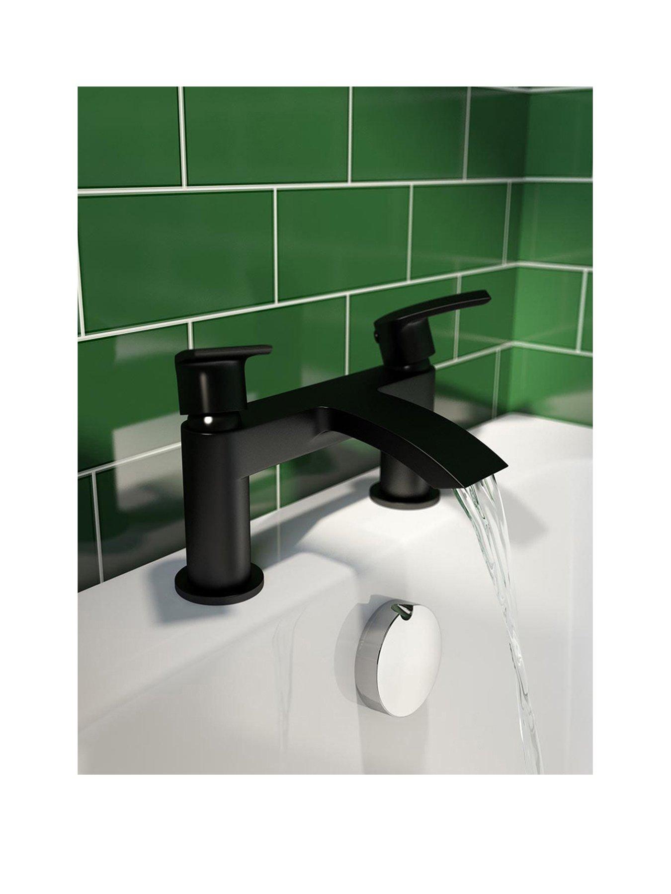 Product photograph of Orchard Bathrooms By Victoria Plum Cooper Matt Black Curved Bath Mixer Tap from very.co.uk