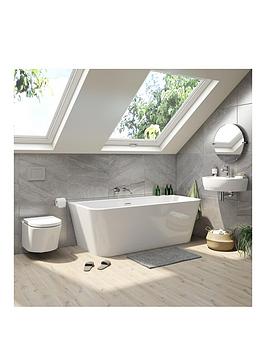 Product photograph of Mode Bathrooms By Victoria Plum Carter Back To Wall Bath Suite With Wall Hung Toilet And Semi Pedestal Basin 1700 X 750 from very.co.uk
