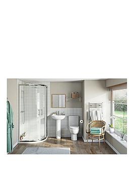 Product photograph of Orchard Bathrooms By Victoria Plum Kemp Quadrant Shower Enclosure Suite With Close Coupled Toilet And Full Pedestal Basin 800 X 800 from very.co.uk