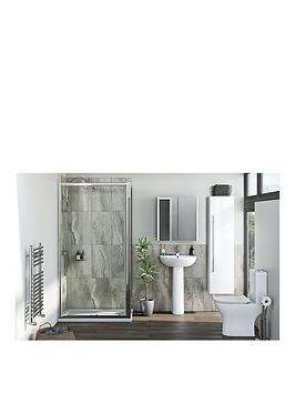 Product photograph of Orchard Bathrooms By Victoria Plum Kemp Rectangular Shower Enclosure Suite With Close Coupled Toilet And Full Pedestal Basin 1000 X 800 from very.co.uk