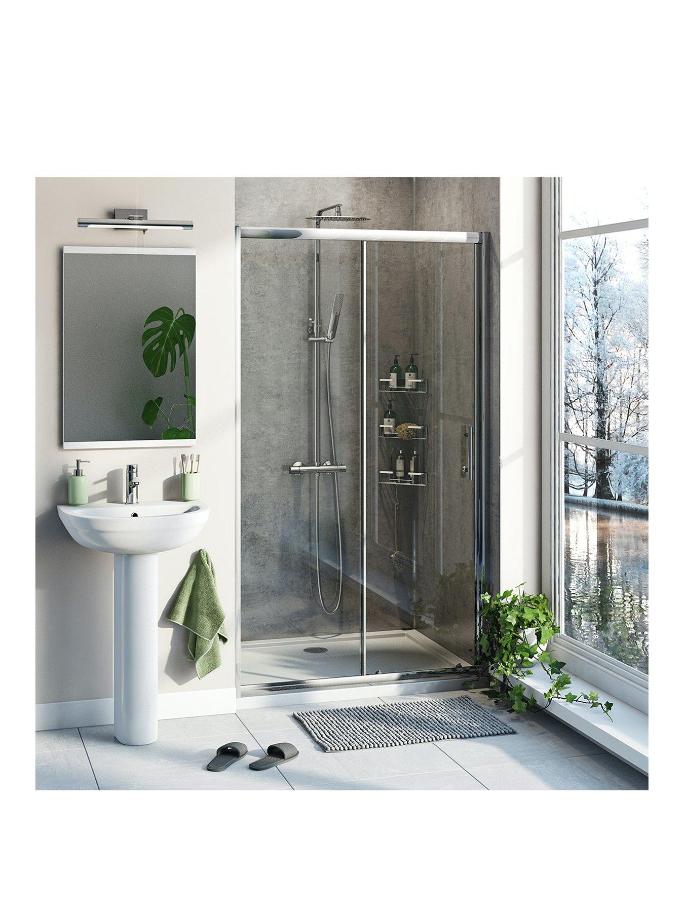 Product photograph of Orchard Bathrooms By Victoria Plum Kemp 6mm Sliding Shower Door With Tray And Waste 1000 X 800 from very.co.uk