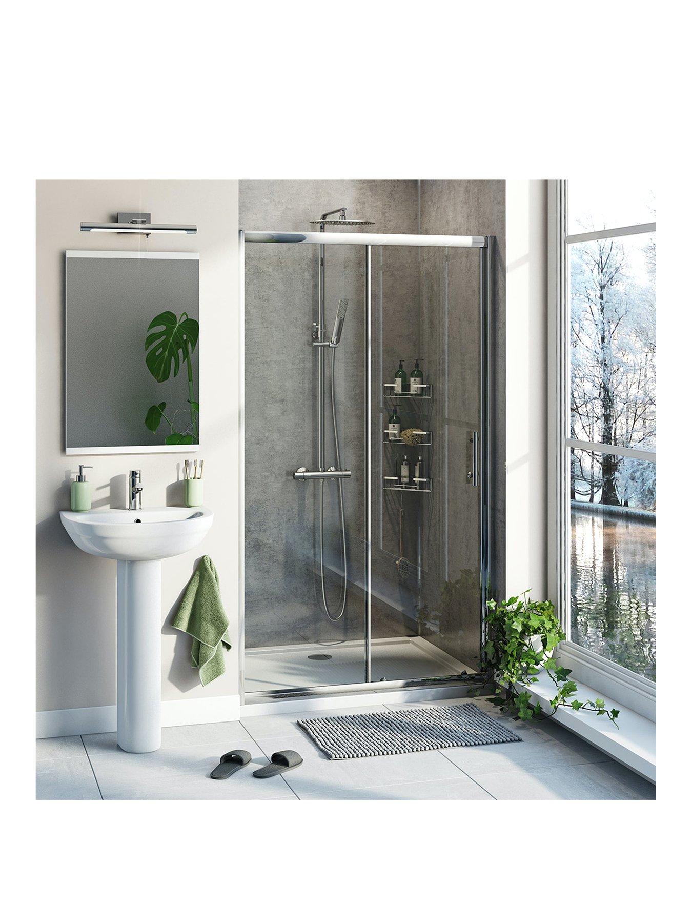 Product photograph of Orchard Bathrooms By Victoria Plum Kemp 6mm Sliding Shower Door With Tray And Waste 1200 X 800 from very.co.uk