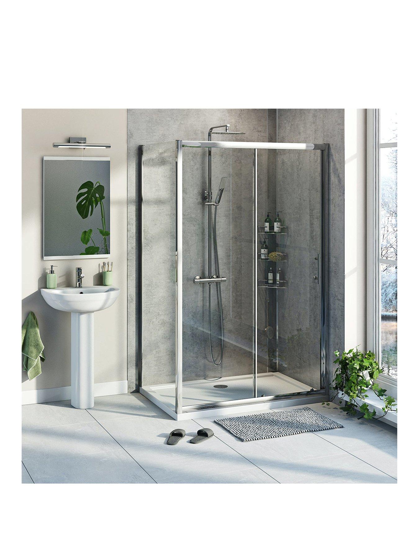Product photograph of Orchard Bathrooms By Victoria Plum Kemp 6mm Sliding Shower Enclosure With Tray And Waste 1000 X 800 from very.co.uk